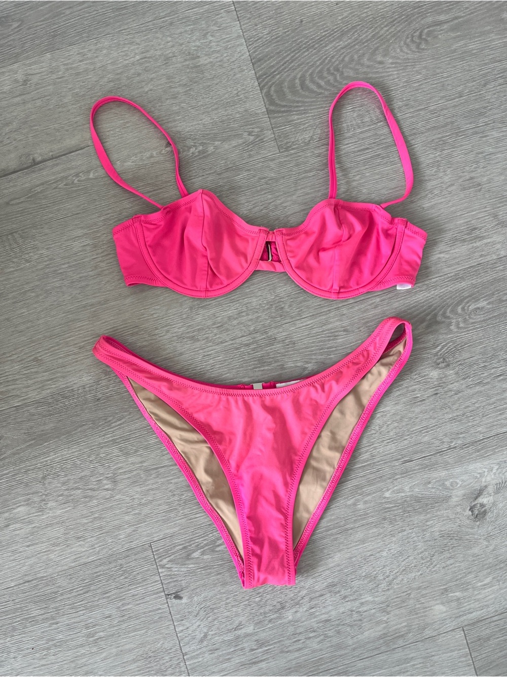 Fleur du Mal Hot Pink Underwire Bikini Set